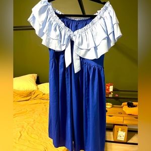 Off the shoulder blue dress